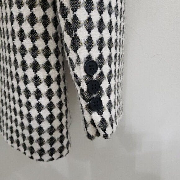 Nasty Gal Black and White Double Breasted Oversize Blazer Sz 2 - Picture 4 of 7